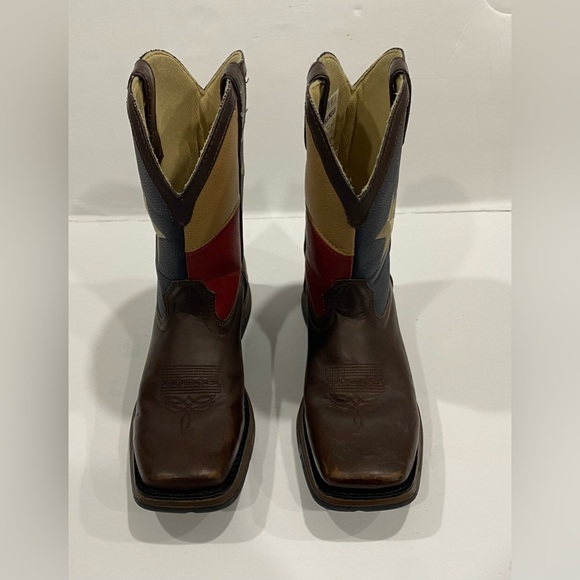 Durango Kids Texas Flag Western Square Toe Boots Size 5 - Picture 3 of 7